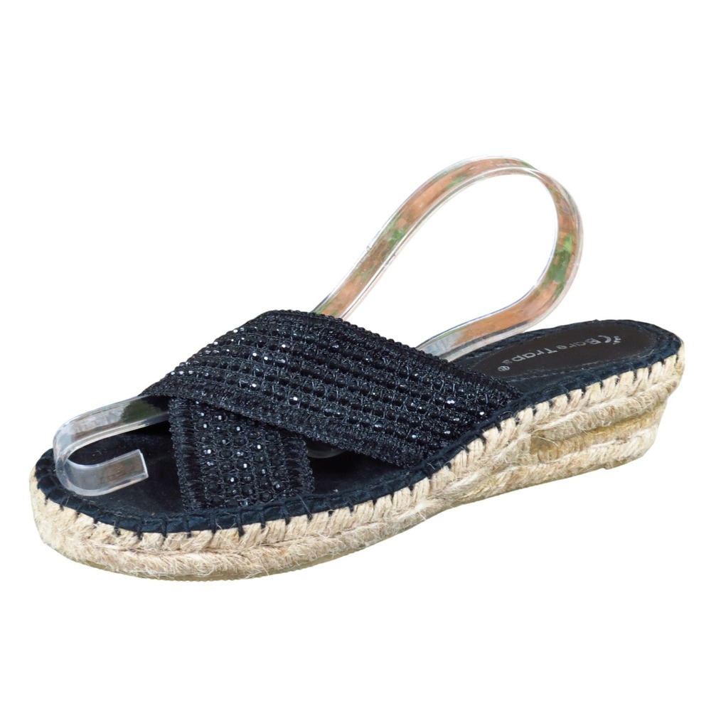 Bare Traps Tense Women Sandal 6 Casual Summer Espadrille Wedge Black Synthetic